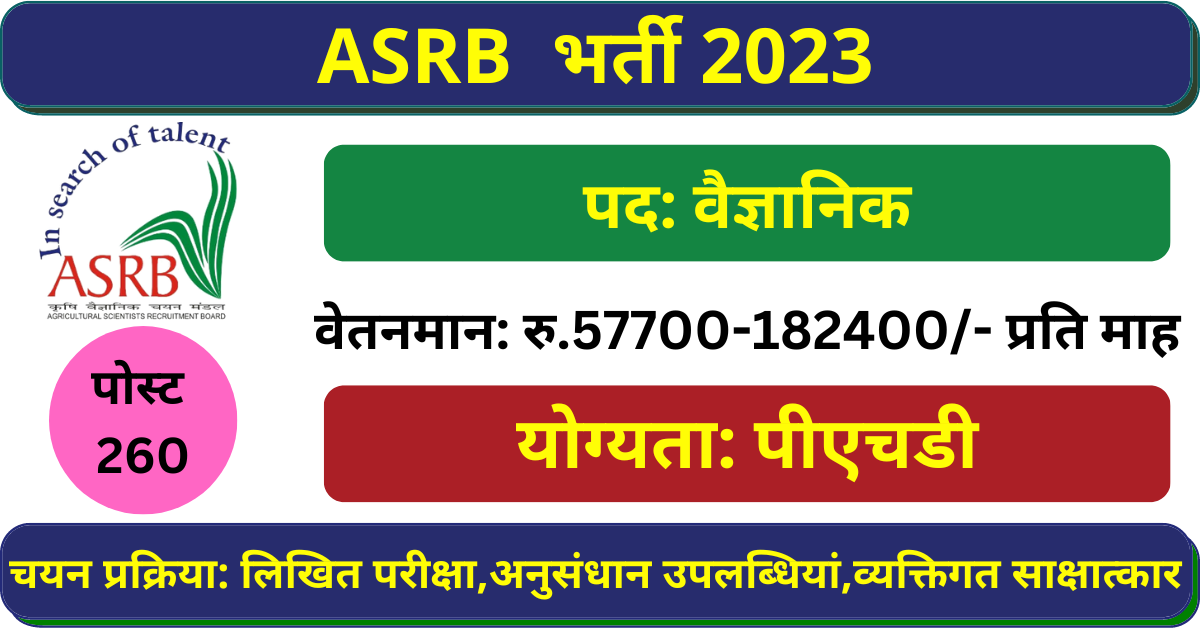 कृषि वैज्ञानिक भर्ती बोर्ड ने निकाली 200 से अधिक पदों पर भर्ती जल्द करे अपना आवेदन